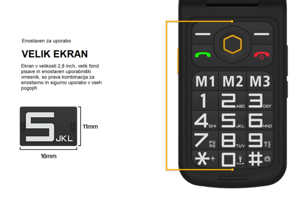 AGM Odporni preklopni telefon na tipke Flip M8 (4G) DS, IP68/IP69K/MIL-STD-810H, črn - Image 2