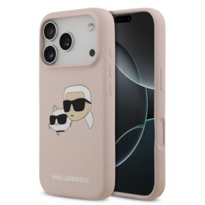 Originalen KARL LAGERFELD ovitek iPhone 17 Pro / iPhone 18 Pro - IML NFT Heads - roza silikonska zaščita MagSafe - KLHMP17LSKCHPPLP