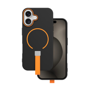 Mat Liquid silikonski ovitek s paščkom z MagSafe za iPhone 17 Air - črno-oranžen