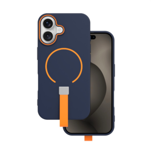 Mat Liquid silikonski ovitek s paščkom z MagSafe za iPhone 16 Pro - modro-oranžen
