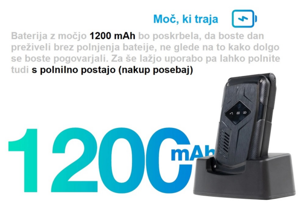 AGM Odporni preklopni telefon na tipke Flip M10 (4G LTE) Dual SIM, IP68/IP69K/MIL-STD-810H, črn - Image 5
