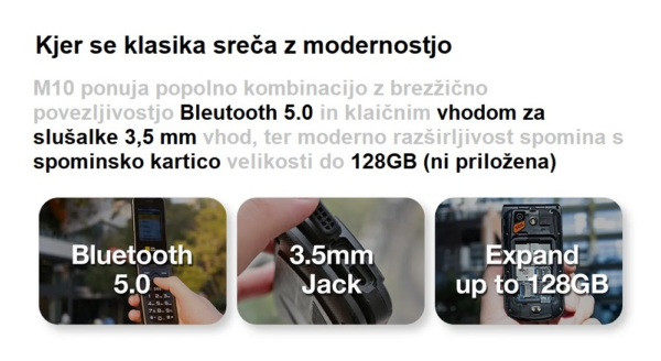 AGM Odporni preklopni telefon na tipke Flip M10 (4G LTE) Dual SIM, IP68/IP69K/MIL-STD-810H, črn - Image 6