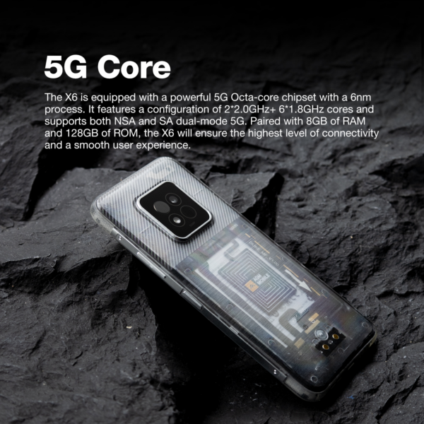 AGM odporni pametni telefon X6 5G 8GB/128GB DS Android 14, Kamera 50MP dual AI - črn - Image 15