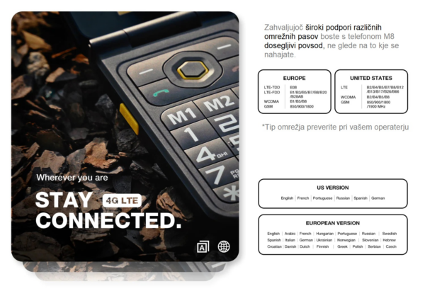 AGM Odporni preklopni telefon na tipke Flip M8 (4G) DS, IP68/IP69K/MIL-STD-810H, črn - Image 8
