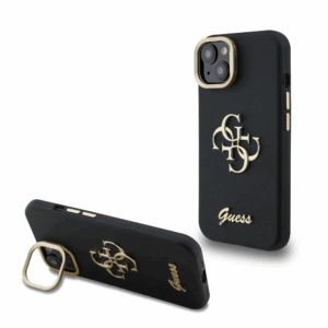 GUESS Cam Stand GUHCP14SPCS4GSK ovitek za iPhone 14 s stojalom - črn