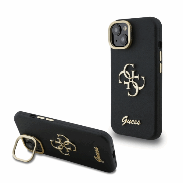 GUESS Cam Stand GUHCP14SPCS4GSK ovitek za iPhone 14 s stojalom - črn
