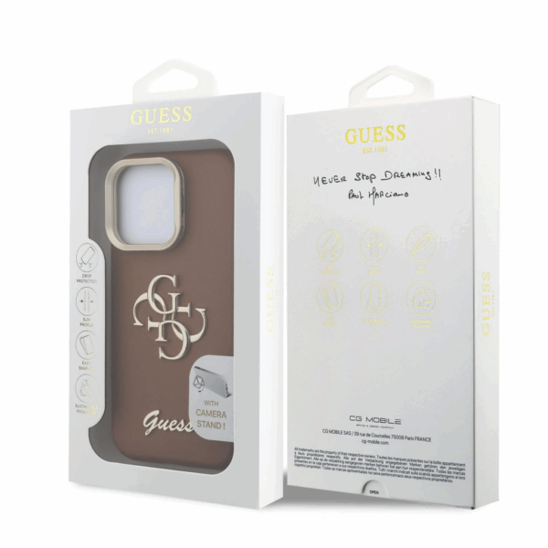 GUESS Cam Stand GUHCP15XPCS4GSW ovitek za iPhone 15 Pro Max s stojalom - rjav - Image 7