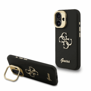 GUESS Cam Stand GUHCP16SPCS4GSK ovitek za iPhone 16 s stojalom - črn