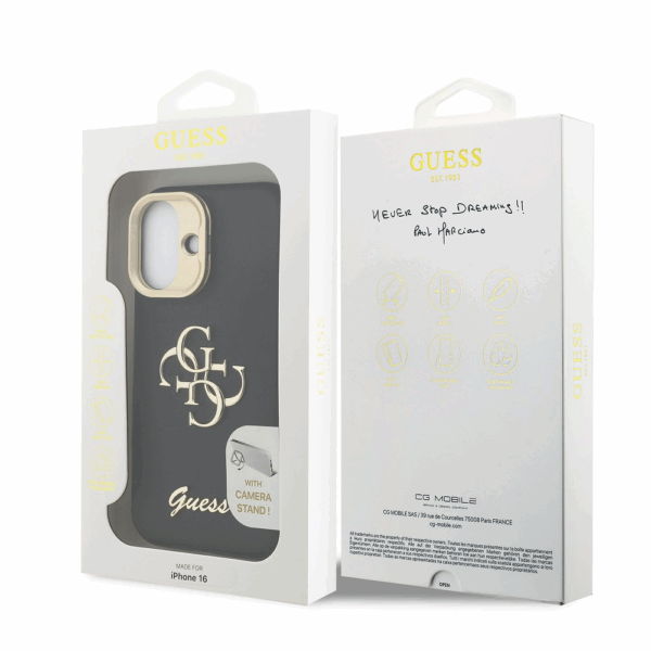GUESS Cam Stand GUHCP16SPCS4GSK ovitek za iPhone 16 s stojalom - črn - Image 8
