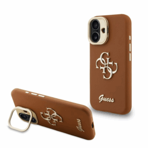 GUESS Cam Stand GUHCP16SPCS4GSW ovitek za iPhone 16 s stojalom - rjav
