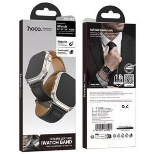 Hoco usnjen magnetni pašček 20 mm za iWatch 38, iWatch 40 in iWatch 41 mm - črn