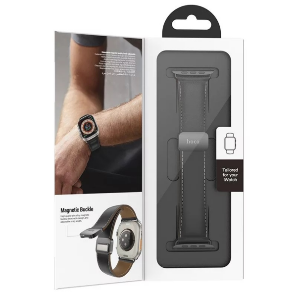Hoco usnjen magnetni pašček 20 mm za iWatch 38, iWatch 40 in iWatch 41 mm - črn - slika 2