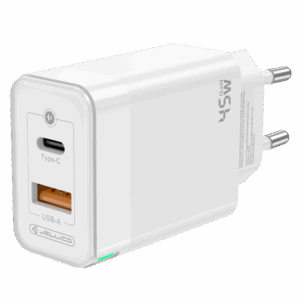 Jellico C107 hišni polnilec GaN QC / PD 45W vhod USB A in Type C - Original (EU Blister) - bel