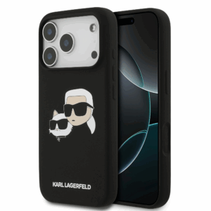 Originalen KARL LAGERFELD ovitek iPhone 17 Pro / iPhone 18 Pro - IML NFT Heads - črn silikonska zaščita MagSafe - KLHMP17LSKCHPPLK
