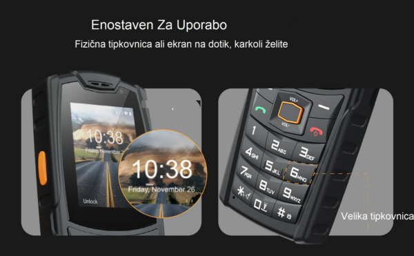 AGM Odporni telefon na tipke M7 1GB/8GB DS, 4G, ANDROID, IP68/IP69K/MIL-STD-810H, črn - Image 10