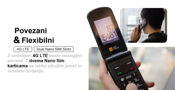 AGM Odporni preklopni telefon na tipke Flip M10 (4G LTE) Dual SIM, IP68/IP69K/MIL-STD-810H, črn - Image 9