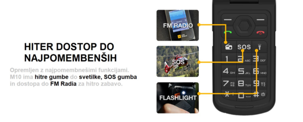 AGM Odporni preklopni telefon na tipke Flip M10 (4G LTE) Dual SIM, IP68/IP69K/MIL-STD-810H, črn - Image 10