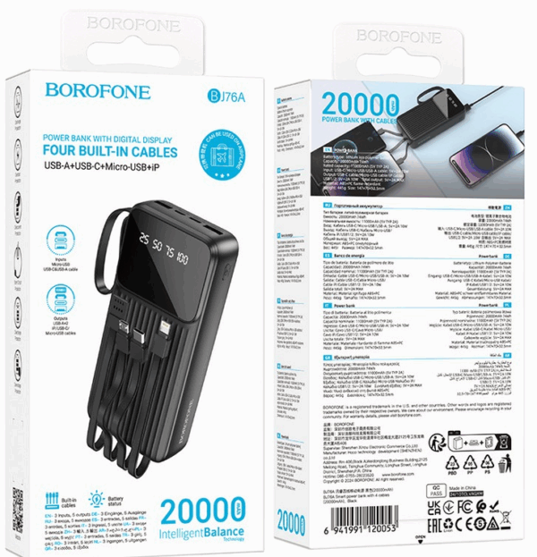 Borofone zunanja baterija powerbank BJ76A 20.000 mAh z LCD-jem  - črna - Image 4