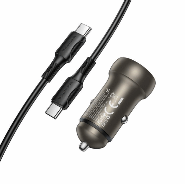 Borofone BZ32 PD avtopolnilec PD 30W USB A+ Type C QC 3.0 s kablom Type C - Type C 1m - črn - Image 2