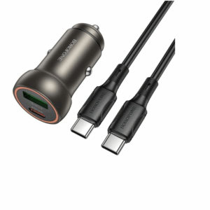 Borofone BZ32 PD avtopolnilec PD 30W USB A+ Type C QC 3.0 s kablom Type C - Type C 1m - črn