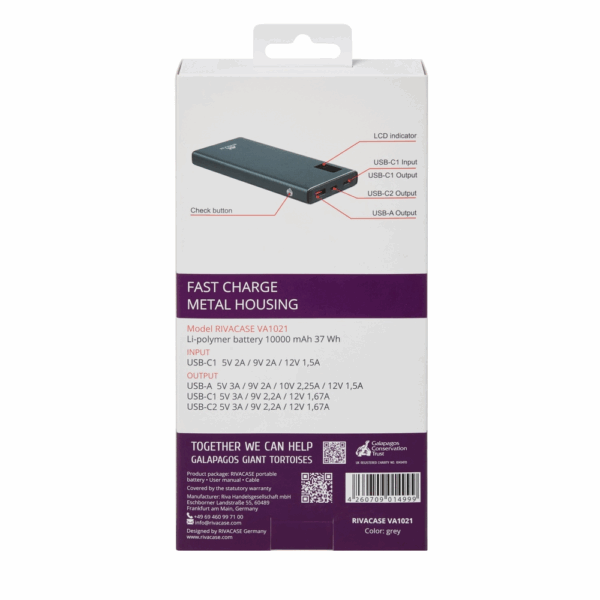 RIVACASE VA1021 QC / PD prenosna baterija powerbank 10.000 mAh 22,5W - metal - Image 16