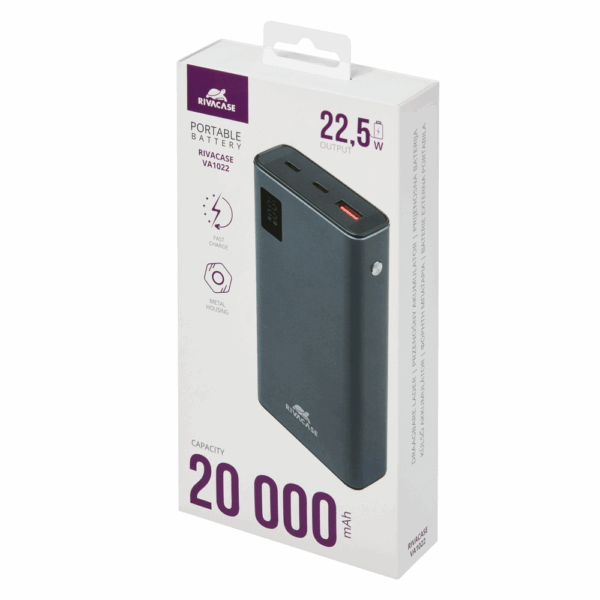 RIVACASE VA1022 QC / PD prenosna baterija powerbank 20.000 mAh 22,5W - metal - Image 12