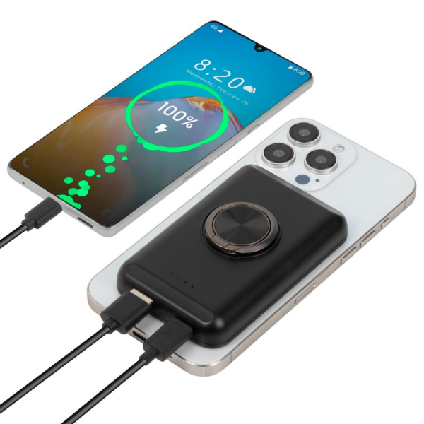 RIVACASE VA2603 MagSafe Magnetic QC / PD zunanja baterija powerbank 5.000 mAh 15W z držalom - črn - Image 26