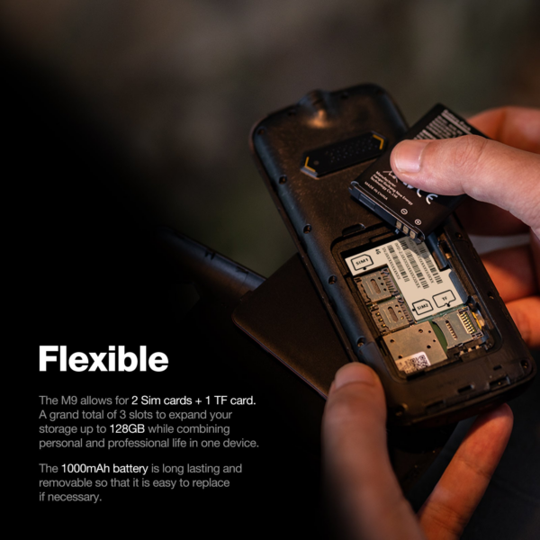 AGM Odporni telefon na tipke M9 (4G) DS, IP68/IP69K/MIL-STD-810H, črn - Image 3