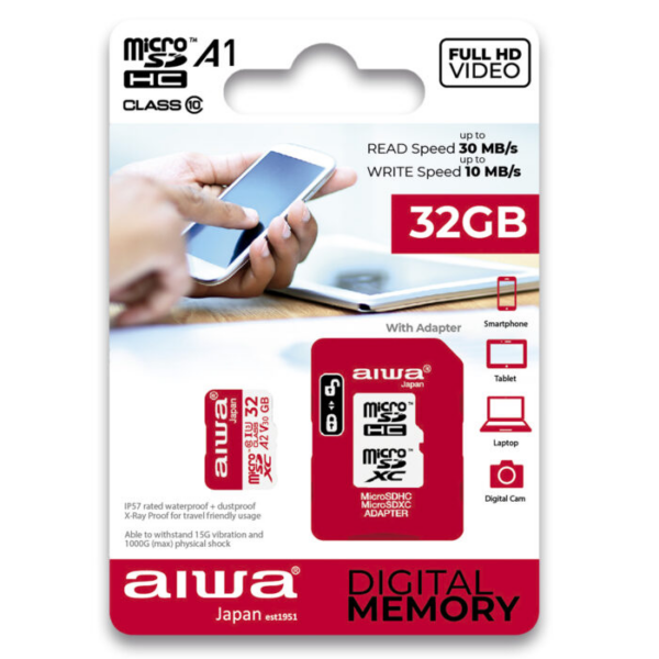 Aiwa spominska kartica MicroSD XC 32GB Class 10, 30MB/s z adapterjem SD