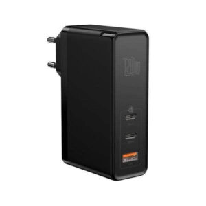 Baseus adapter hišni polnilec 220V GunFast Quick Charge 120W vhod 1x USB A in 2x Type C - Original (EU Blister) črn