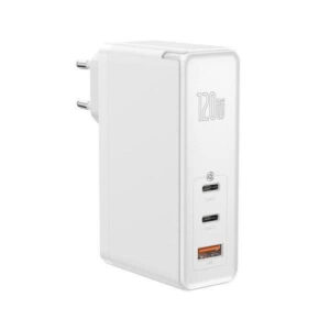 Baseus adapter hišni polnilec 220V GunFast Quick Charge 120W vhod 1x USB A in 2x Type C - Original (EU Blister) bel