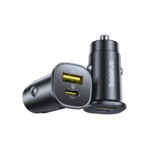 Baseus avtopolnilec GoTrip DP1 QC 30W 3A z 1x USB-A, 1x Type C za Samsung, Apple - črn