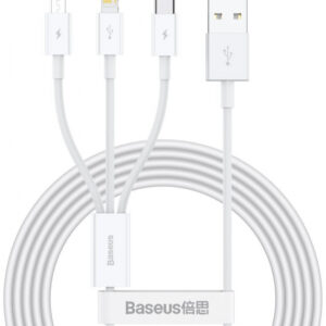 Baseus CAMLTYS-02 podatkovni kabel 3v1 - Lightning, Micro USB, Type C - bel