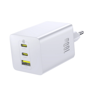 Baseus EnerFill FE11 100W GaN hitri polnilec, 2× USB-C + USB-A, bel