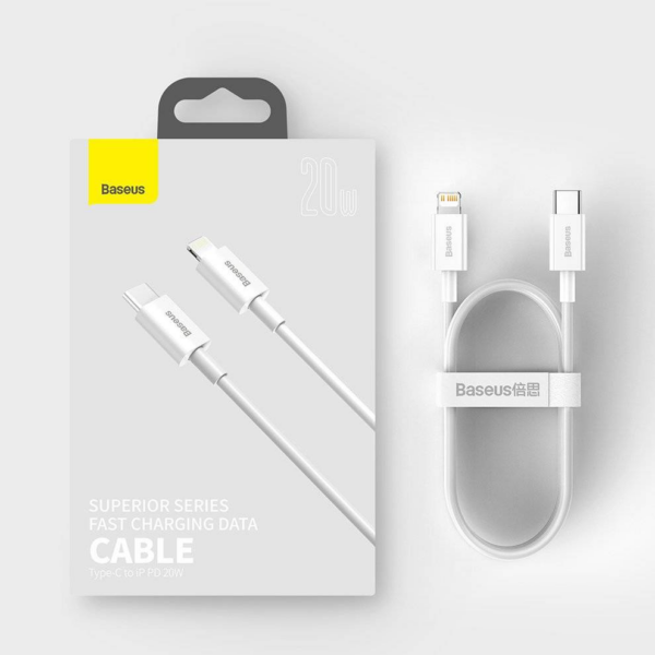 Baseus podatkovni kabel CATLYS-A02 Superior Quick Charge Type C - Lightning 20W 1m - bel - Image 2