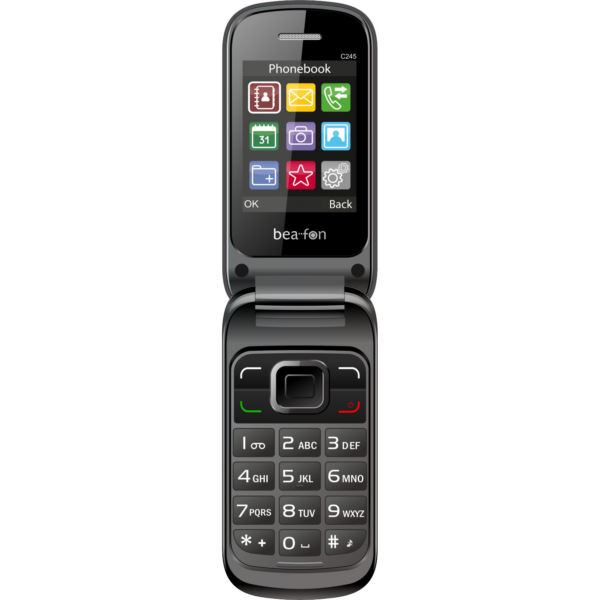 Beafon C245 preklopni telefon na tipke - črn