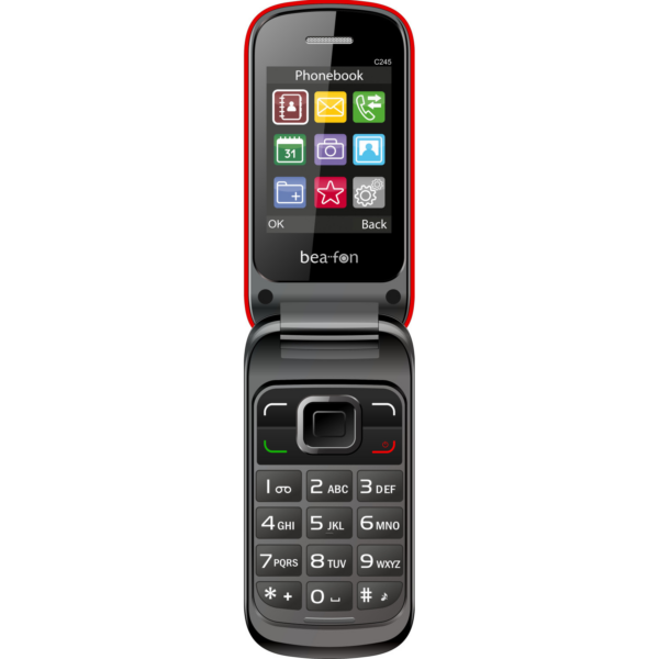 Beafon C245 preklopni telefon na tipke - rdeč
