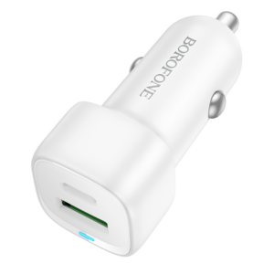 Borofone adapter BZ34B avtopolnilec Type C (20W) USB A (18W) PD 38W QC 3.0 - bel