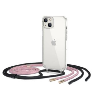 Clear Case 1,8 mm silikonski ovitek za iPhone 14 6.1 - z vijola in črno vrvico