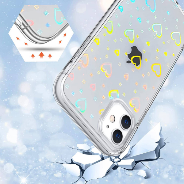 Clear Case silikonski ovitek Hologram za Samsung Galaxy S22 Plus 5G - prozoren s srčki - Image 2