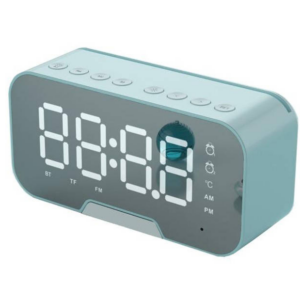 Digitalna ura z budilko, kozmetičnim ogledalom, Bluetooth zvočnikom in termometrom - mint