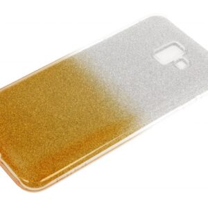 Silikonski ovitek z bleščicami Bling za Samsung Galaxy J6 Plus 2018 J610 srebrn z zlatimi bleščicami