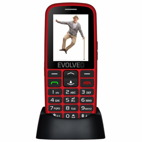 EVOLVEO Easyphone EG telefon na tipke za starejše z GPS sledilnikom - rdeč