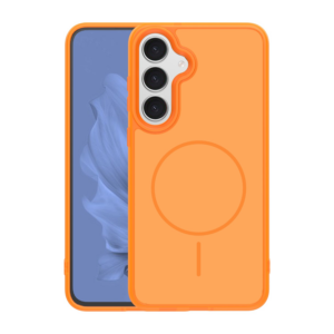 Frame silikonski ovitek z MagSafe za Samsung Galaxy S25 FE - oranžen