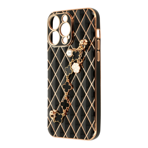 Glamur silikonski ovitek z zapestnico za iPhone 7 / 8 / SE 2 - črn - Image 3