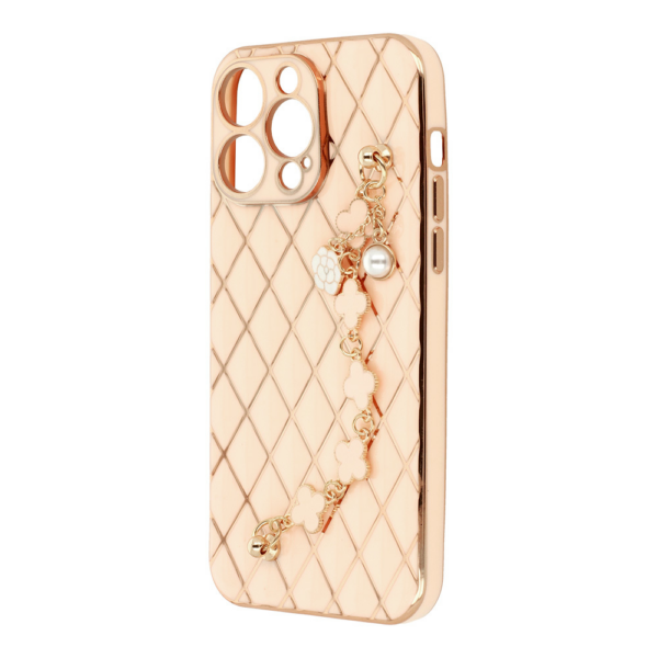 Glamur silikonski ovitek z zapestnico za iPhone 13 6.1 - roza - Image 4