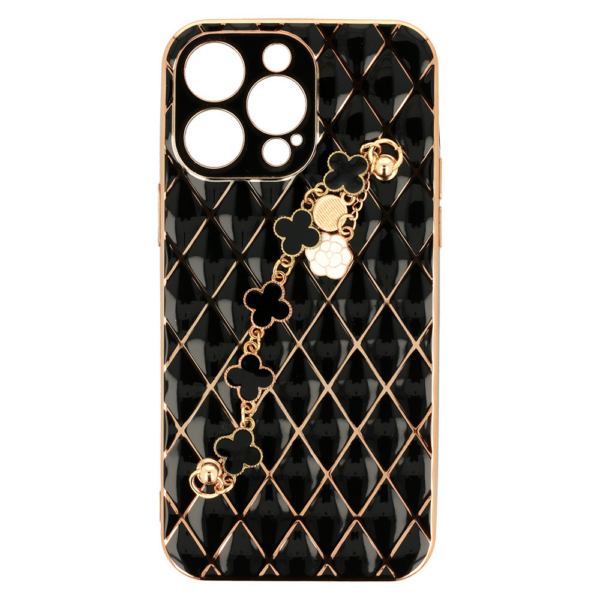 Glamur silikonski ovitek z zapestnico za iPhone 7 / 8 / SE 2 - črn - Image 4