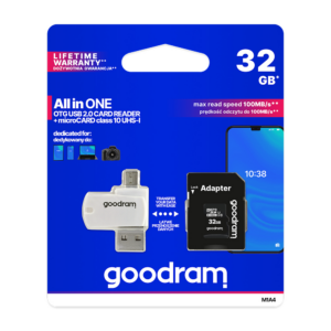 Goodram SPOMINSKA KARTICA 32GB micro SD 2v1 100MB/s + OTG čitalec 2.0