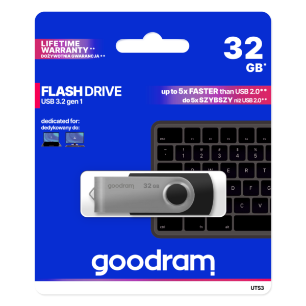 Goodram USB KLJUČ 32GB USB 3.2 gen 1 za shranjevanje podatkov črno srebrn - Image 4