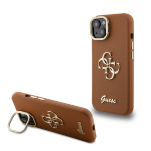 GUESS Cam Stand GUHCP13MPCS4GSW ovitek za iPhone 13 s stojalom - rjav